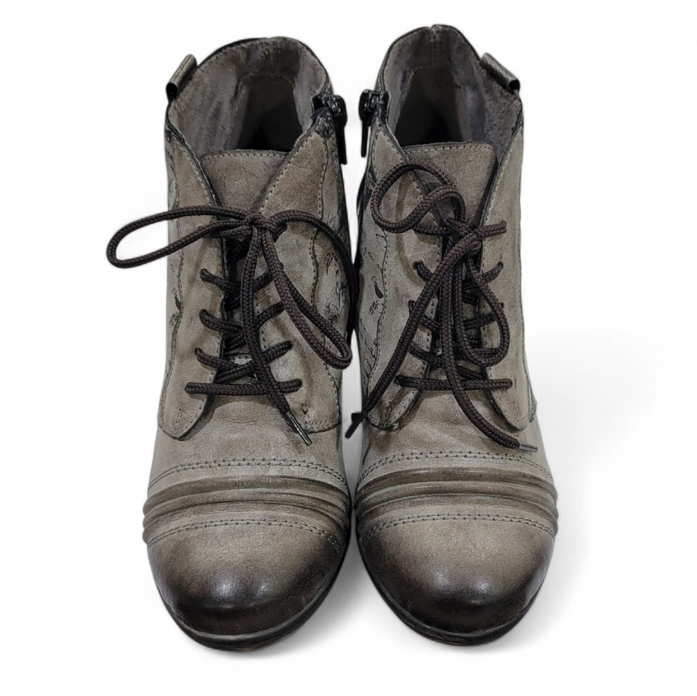 Remonte Servia Script Print Ankle Boots Gray Steampunk Womens Size 6 - Picture 7 of 17